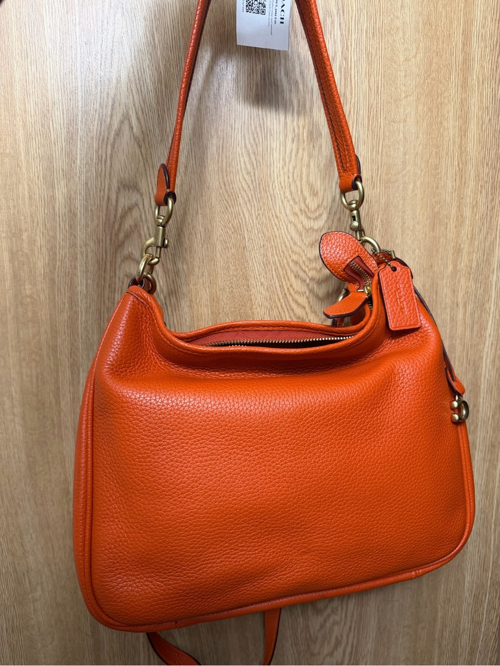 Coach Orange Pebbled Leather Shoulder Bag